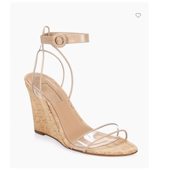 Aquazzura Minimalist PVC & Leather Cork Wedge Sandals Natural Women's Size EU 38 - Picture 1 of 8